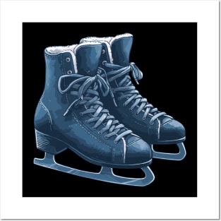 Navy Blue Ice Skating Boots Posters and Art